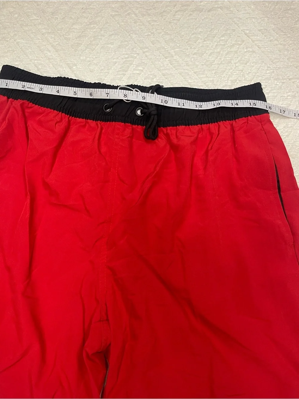 Arcweg Men's Red Swim Shorts Mesh Lined Zipper Pocket Size M